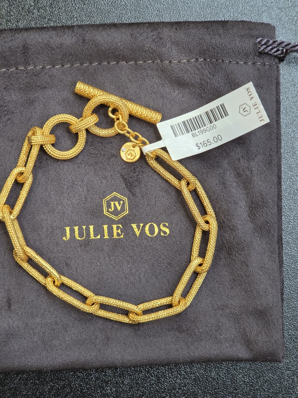 Julie Vos Gold Textured Link Toggle Bracelet